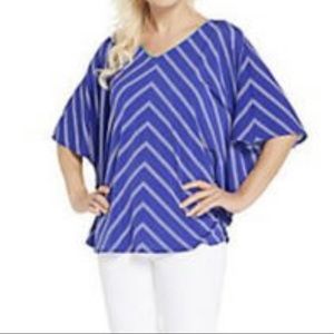 Croft and Barrow 2x blouse blue & white chevron